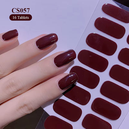 14/16Tips Full Cover Gradient Nail Stickers Multi Color Self Adhesive Slider No Need UV Lamp Cured Press on Nail Decal