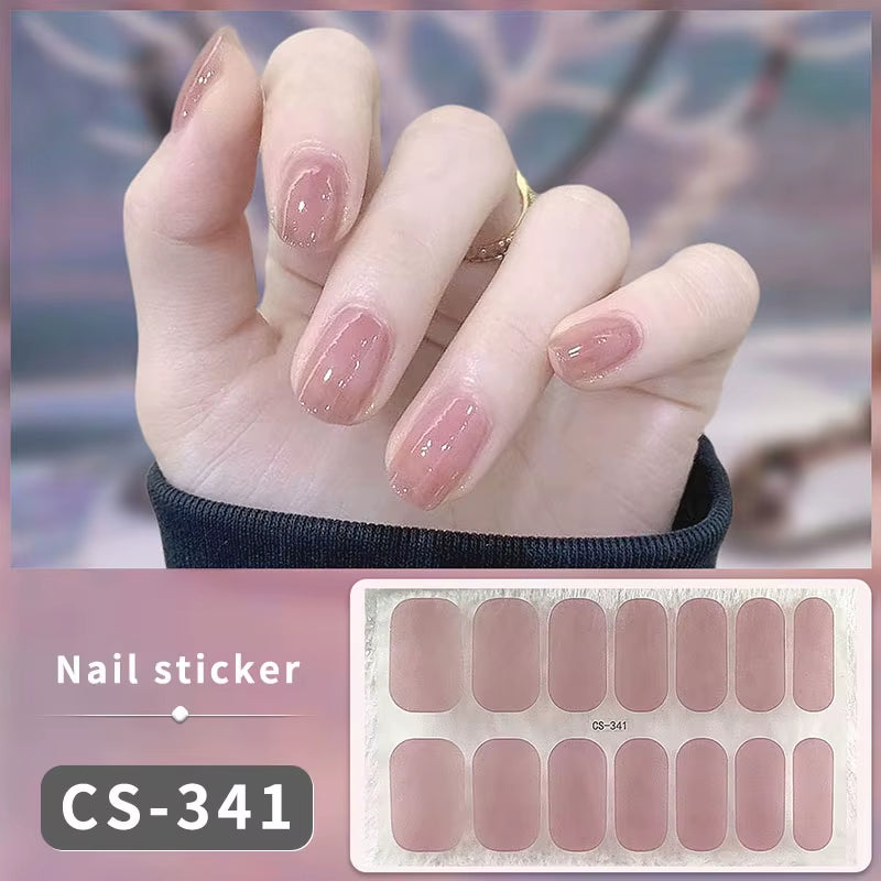 14/16Tips Full Cover Gradient Nail Stickers Multi Color Self Adhesive Slider No Need UV Lamp Cured Press on Nail Decal