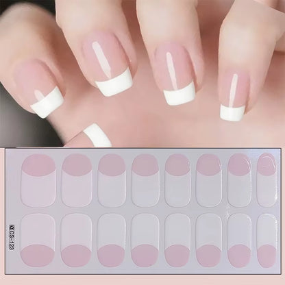 14/16Tips Full Cover Gradient Nail Stickers Multi Color Self Adhesive Slider No Need UV Lamp Cured Press on Nail Decal