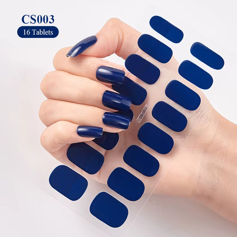 14/16Tips Full Cover Gradient Nail Stickers Multi Color Self Adhesive Slider No Need UV Lamp Cured Press on Nail Decal